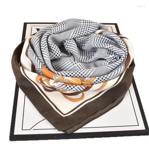 Elegant Fashion Thousand Bird Grid Print Scarf for Women, Versatile Neck & Wrap Shawl