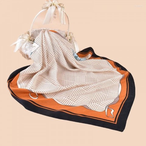 Elegant Fashion Thousand Bird Grid Print Scarf for Women, Versatile Neck & Wrap Shawl