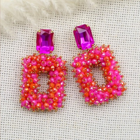 INKDEW Bohemian Gold Square Crystal Dangle Earrings for Women