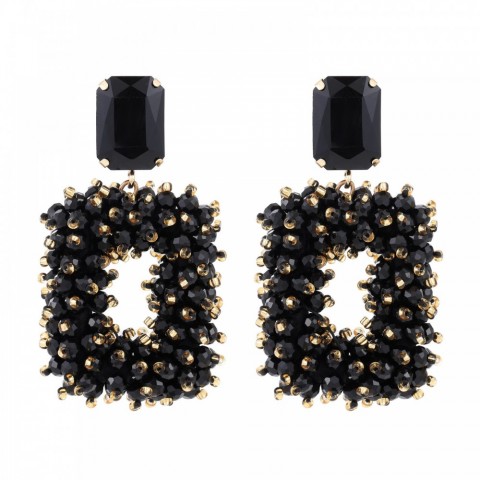 INKDEW Bohemian Gold Square Crystal Dangle Earrings for Women