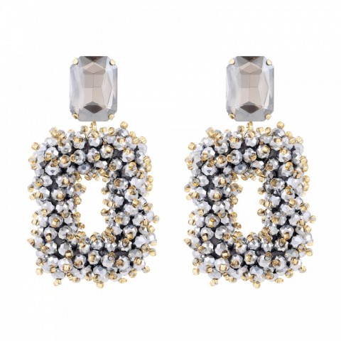 INKDEW Bohemian Gold Square Crystal Dangle Earrings for Women