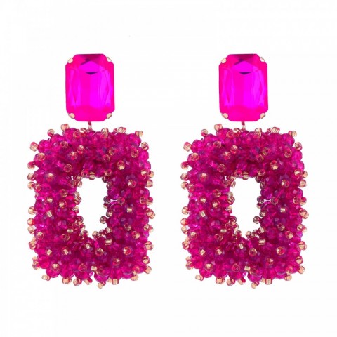 INKDEW Bohemian Gold Square Crystal Dangle Earrings for Women