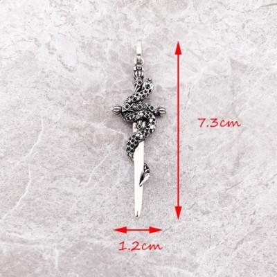 Blackened Snake Sword Pendant Necklace 925 Sterling Silver Unisex Gift