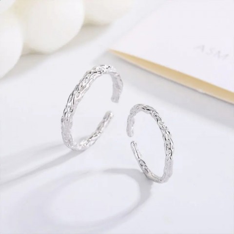 S925 Sterling Silver Branch and Wood Couple Ring for Men and Women Matching Jewelry