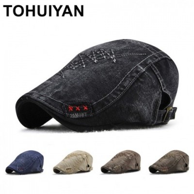 TOHUIYAN Unisex Vintage Cotton Newsboy Caps with Adjustable Strap
