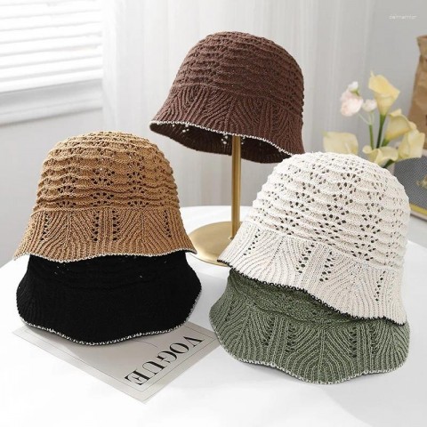 2025 Women's Fashionable Hollow Grid Bucket Hats