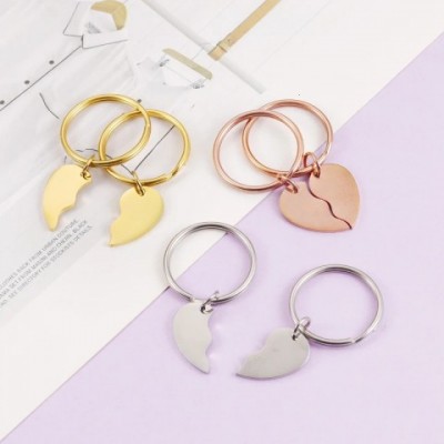Fnixtar Mirror Polish Stainless Steel Split Heart Keychains - DIY Jewelry for Couples