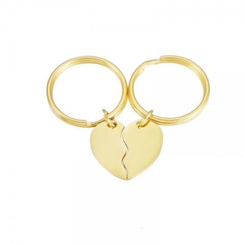 Fnixtar Mirror Polish Stainless Steel Split Heart Keychains - DIY Jewelry for Couples