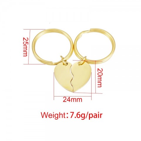 Fnixtar Mirror Polish Stainless Steel Split Heart Keychains - DIY Jewelry for Couples