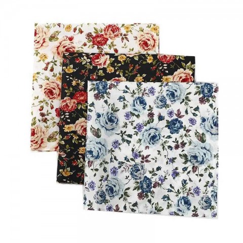 Handmade Japanese 3Pcs 46x46cm Retro Printed Cotton Bandana Set for Women W240921