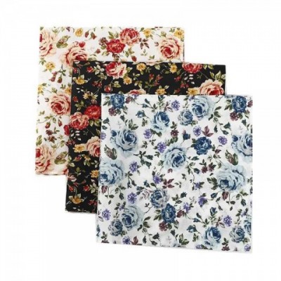 Handmade Japanese 3Pcs 46x46cm Retro Printed Cotton Bandana Set for Women W240921