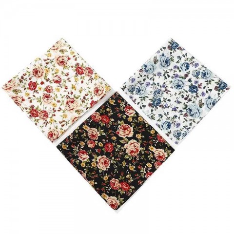 Handmade Japanese 3Pcs 46x46cm Retro Printed Cotton Bandana Set for Women W240921