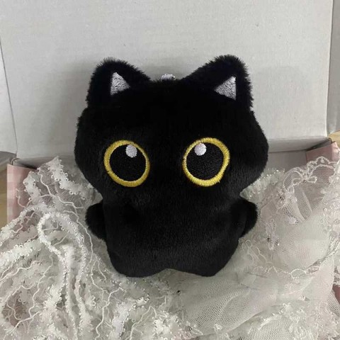 Cute Black Cat Plush Toy Keychain for Boys W250116