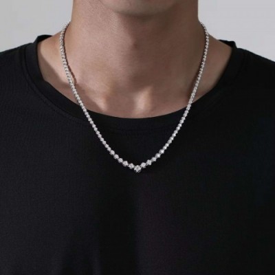 Gold Plated Moissanite Adjustable Chain Necklace - 18"/20" Unisex