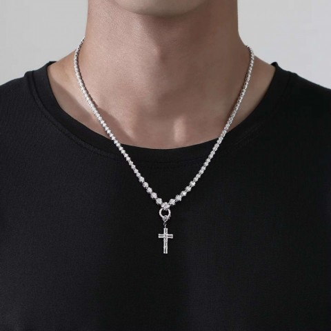 Gold Plated Moissanite Adjustable Chain Necklace - 18"/20" Unisex