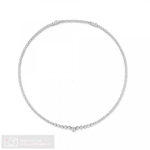 Gold Plated Moissanite Adjustable Chain Necklace - 18"/20" Unisex