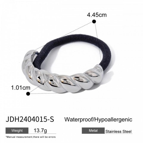 Uworld Women's Silver Dome Stainless Steel Hair Cuff Elastic Bands