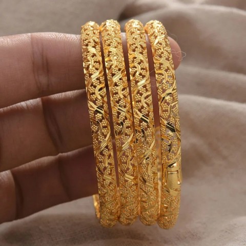 Bracelets Dubai Gold Color Bangle for Men Women Girls