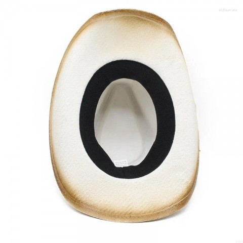 Y1UA Unisex Straw Cowboy Beret, Black Wide Brim for Men, Casual Wear