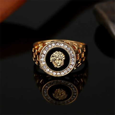 NurmWung Men's Zircon Inlaid Band Ring