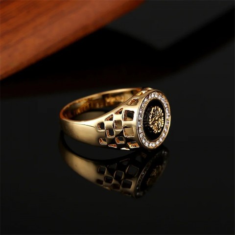 NurmWung Men's Zircon Inlaid Band Ring