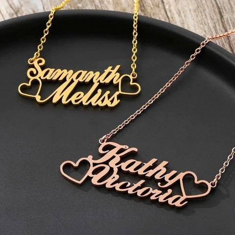 Personalized Stainless Steel Couple Name Necklaces - Perfect Valentine's Gift