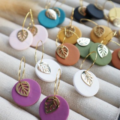 Handmade Trendy Polymer Clay Hoop Earrings for Women