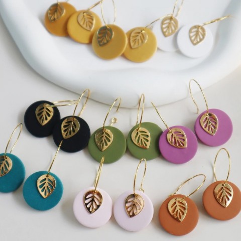 Handmade Trendy Polymer Clay Hoop Earrings for Women