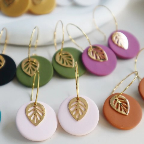 Handmade Trendy Polymer Clay Hoop Earrings for Women