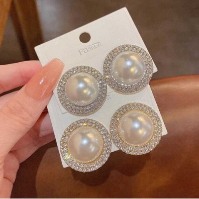 Elegant Imitation Pearl Butterfly Earrings - Women's Fashion Sweet Zircon Dangle Earrings