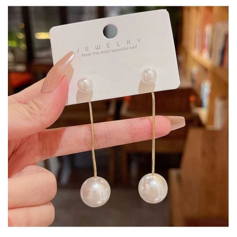 Elegant Imitation Pearl Butterfly Earrings - Women's Fashion Sweet Zircon Dangle Earrings