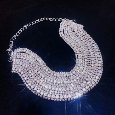 Fyuan Women's Luxury Multi-Layer Colored Crystal Gold Necklace with Water Diamond Elements