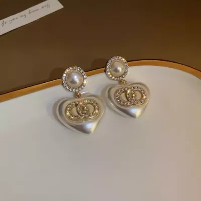 Luxury Gothic Stud Earrings with White Pearl & 14K Gold Plating for Women