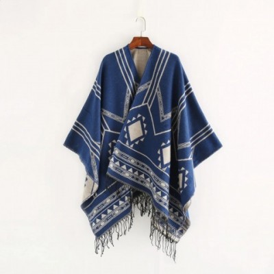 Indian Style Geometric Cloak Poncho Shawl for Warmth