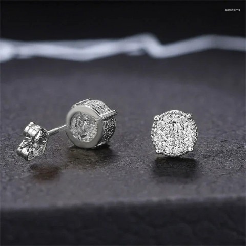 Stud Earrings Gold-Color Round Ear Studs for Women, Shiny Rhinestone Jewelry Accessories