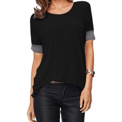 New Fashion Women's Solid T-Shirt - Summer Casual Tops in Black, Gray, Green, Wine Red, Blue - Sizes S to XXL