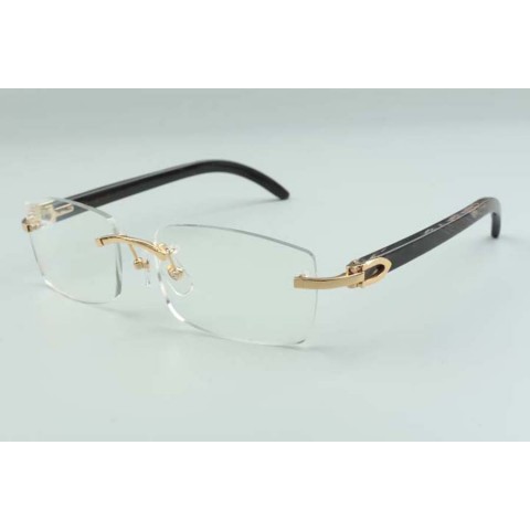 Luxury Natural Black Textured Buffalo Horns Glasses Frame 3524012, Unisex Sunglasses with Anti-Reflection Coating