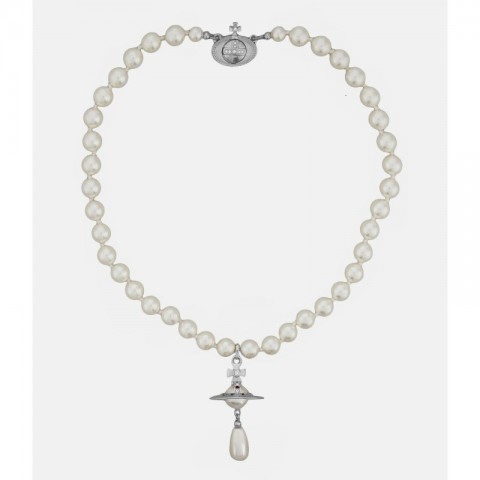 Vivienmes Preppy Style Three-Dimensional Pearl Necklace for Women in Gold Silver