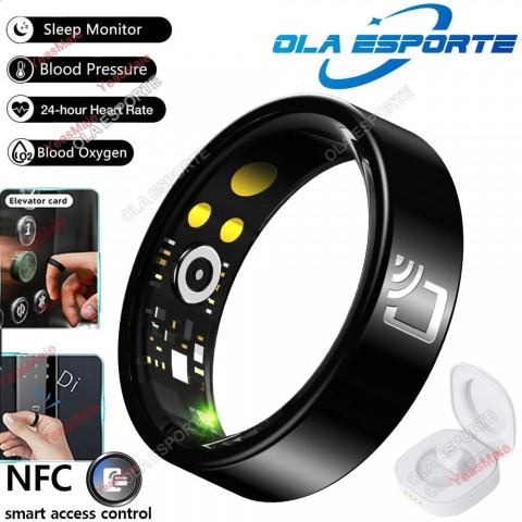 Smart Blood Pressure Heart Rate Monitor Ring for Men Women