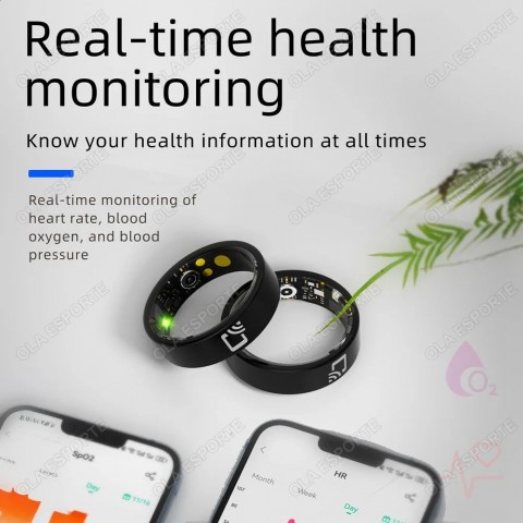 Smart Blood Pressure Heart Rate Monitor Ring for Men Women