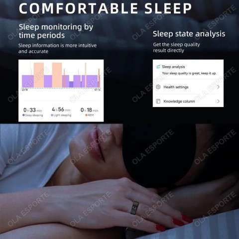 Smart Blood Pressure Heart Rate Monitor Ring for Men Women
