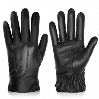 BISON DENIM Men's Warm Cashmere Lined Sheepskin Gloves for Winter Sports
