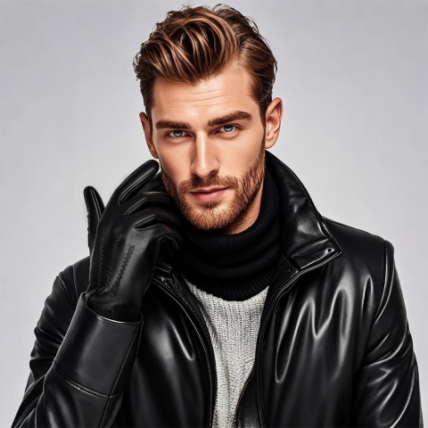 BISON DENIM Men's Warm Cashmere Lined Sheepskin Gloves for Winter Sports