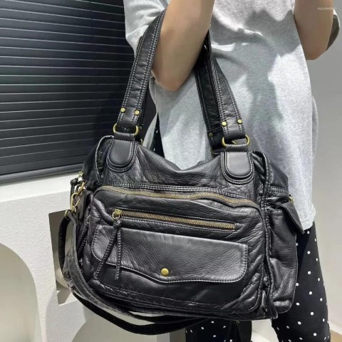 Y2K Fashion Women's Multi-Pocket Large Capacity Motorcycle Shoulder Bag