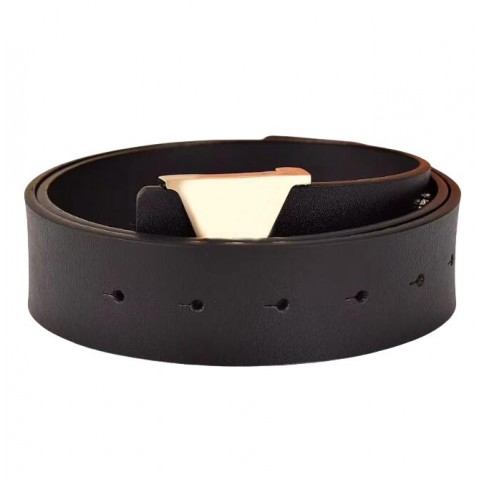 High-Quality Men's Genuine Leather Belt with Silver Alloy Letter Buckle