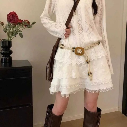 Butterfly Tassel Bohemian Waist Chain - Men's Golden PU Narrow Belt XJ250417