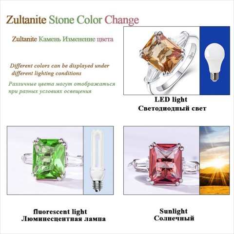 Kuololit Women's Sterling Silver Color Change Zultanite Diaspore Ring - Wedding Gift