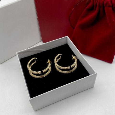 Luxury Letter Stud Earrings with Diamond and Gold Design for Women