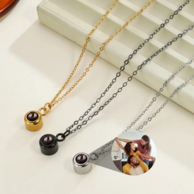 Customized Projection Necklaces for Women & Men - Personalized Photo Pendant Jewelry for Valentine's Day Gifts