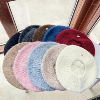 Beret Women's Warm Retro Wool Knitted Hat | Solid Color Unisex Versatile